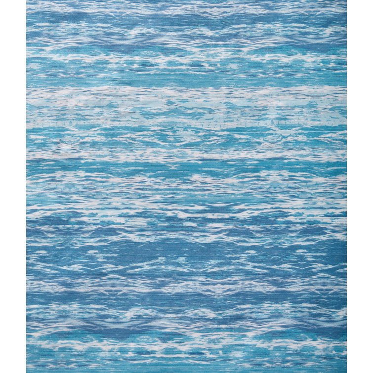 17 Stories Wave Stripe Blue Polyester Canvas Shower Curtain Wayfair